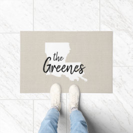 Felpudo Doormat estatal monograma de la familia Louisiana