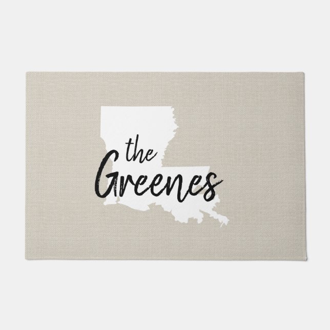 Felpudo Doormat estatal monograma de la familia Louisiana (Anverso)