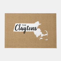 Doormat estatal monograma de la familia Massachuse