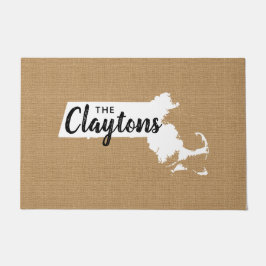 Felpudo Doormat estatal monograma de la familia Massachuse