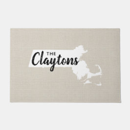 Felpudo Doormat estatal monograma de la familia Massachuse