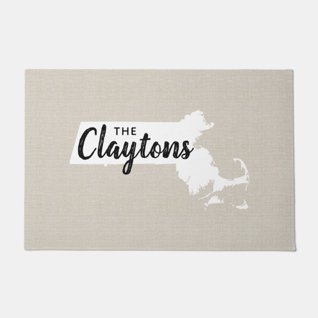 Felpudo Doormat estatal monograma de la familia Massachuse (Anverso)