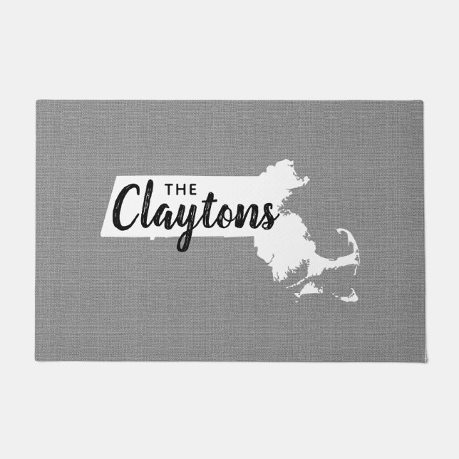 Felpudo Doormat estatal monograma de la familia Massachuse (Anverso)