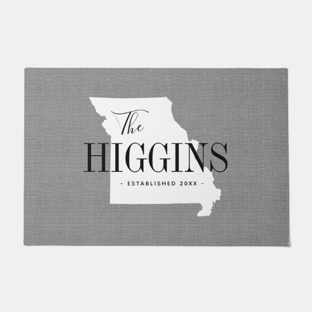 Felpudo Doormat estatal monograma de la familia Missouri (Anverso)