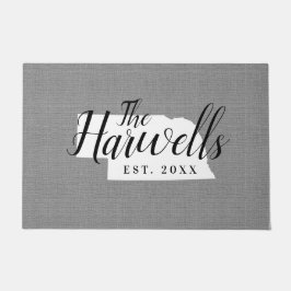 Felpudo Doormat estatal monograma de la familia Nebraska