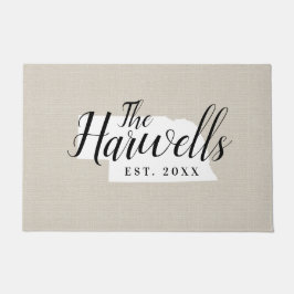 Felpudo Doormat estatal monograma de la familia Nebraska