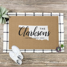 Doormat estatal monograma de la familia Oklahoma