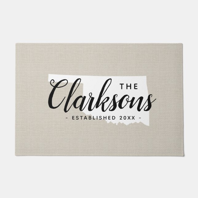 Felpudo Doormat estatal monograma de la familia Oklahoma (Anverso)