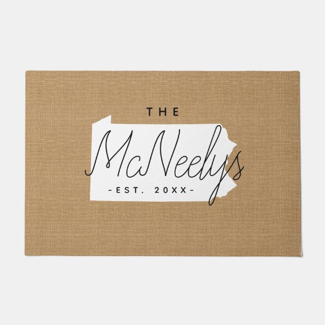 Felpudo Doormat estatal Monograma de la familia Pennsylvan (Anverso)