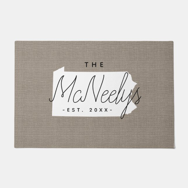 Felpudo Doormat estatal Monograma de la familia Pennsylvan (Anverso)