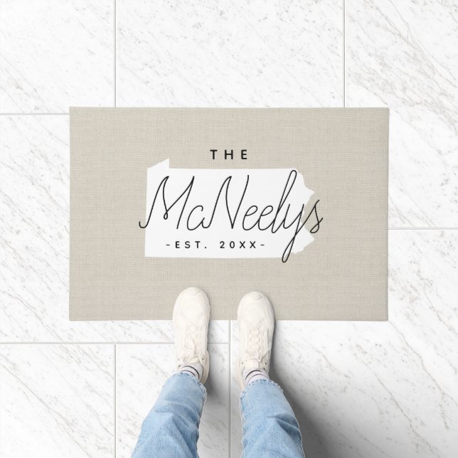 Felpudo Doormat estatal Monograma de la familia Pennsylvan (Interior)