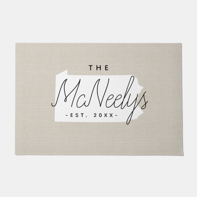 Felpudo Doormat estatal Monograma de la familia Pennsylvan (Anverso)