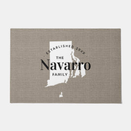 Felpudo Doormat estatal monograma de la familia Rhode Isla