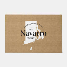 Doormat estatal monograma de la familia Rhode Isla