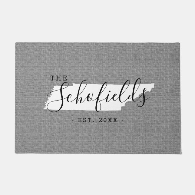 Felpudo Doormat estatal monograma de la familia Tennessee (Anverso)