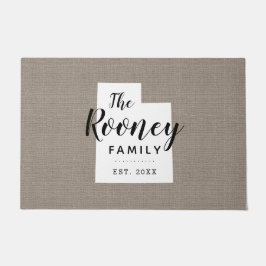 Felpudo Doormat estatal monograma de la familia Utah