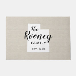 Felpudo Doormat estatal monograma de la familia Utah