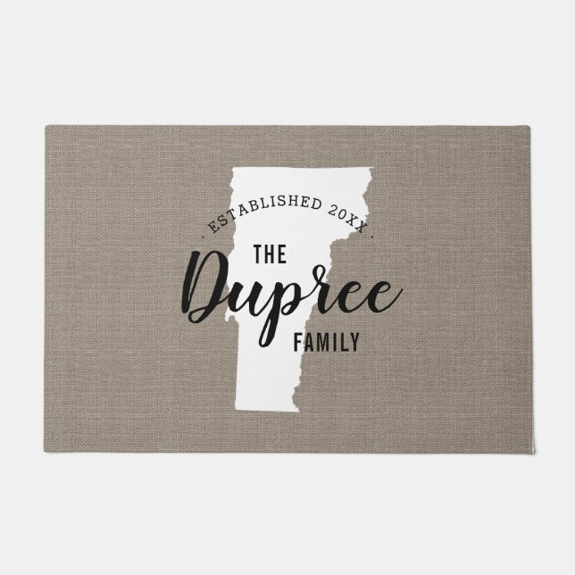 Felpudo Doormat estatal Monograma de la familia Vermont (Anverso)