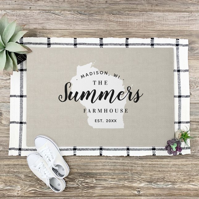 Felpudo Doormat estatal monograma de la familia Wisconsin (Subido por el creador)