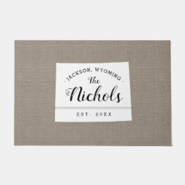 Felpudo Doormat estatal monograma de la familia Wyoming