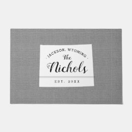 Felpudo Doormat estatal monograma de la familia Wyoming