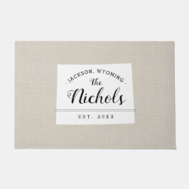 Felpudo Doormat estatal monograma de la familia Wyoming