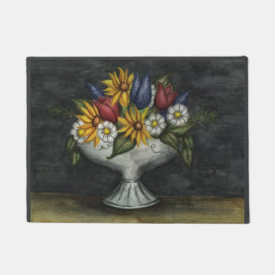 Felpudo Doormat floral de arte popular primitivo