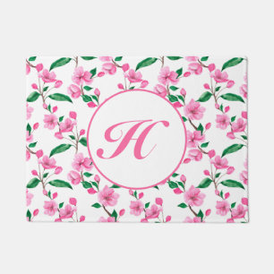 Felpudo Doormat floral de flores de cerezo rosa personaliz