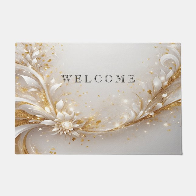 Felpudo Doormat floral de oro blanco (Anverso)