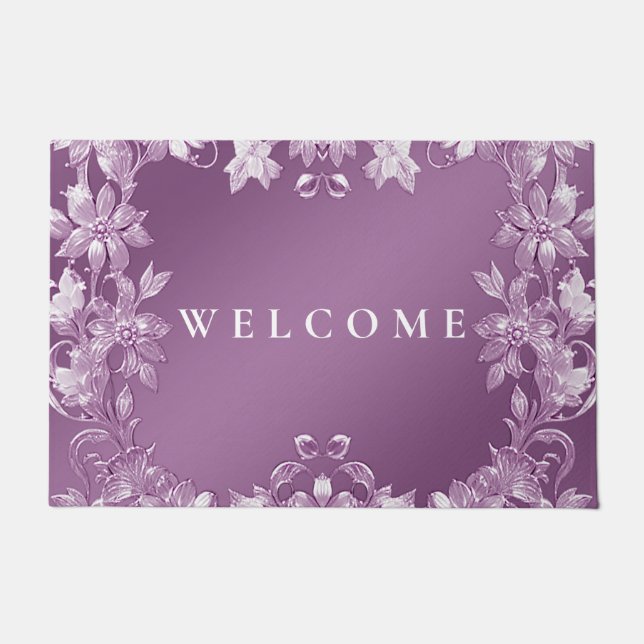 Felpudo Doormat floral Lilac moderno (Anverso)