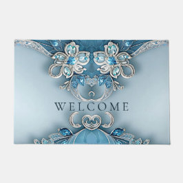 Felpudo Doormat Floral Ornato Azul