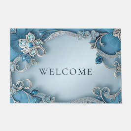 Felpudo Doormat Floral Ornato Azul