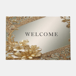 Felpudo Doormat floral ornato de oro moderno