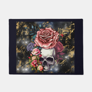 Felpudo Doormat Floral Skull