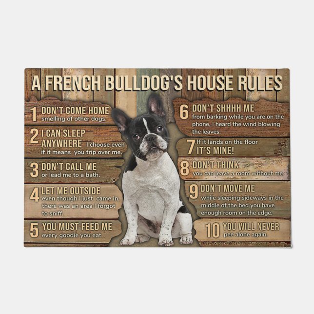 Felpudo Doormat francés, decoración de perro, Bulldog fran (Anverso)