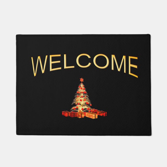 Felpudo Doormat Gold Christmas Tree (Anverso)