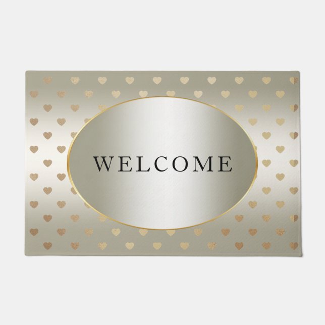 Felpudo Doormat Gold Hearts (Anverso)