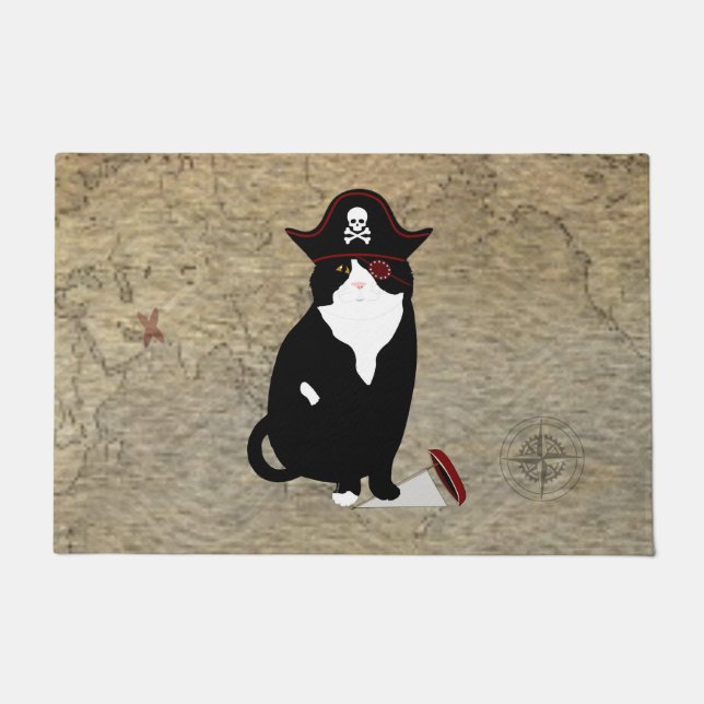 Felpudo Doormat grande de gato pirata (Anverso)