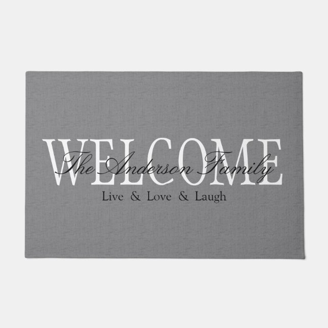 Felpudo Doormat gris agradable personalizado (Anverso)