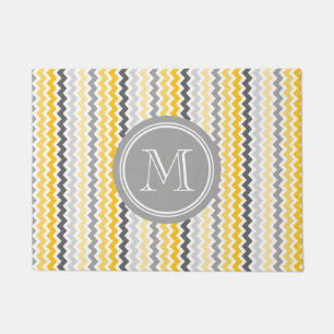 Felpudo Doormat gris gris amarillo del monograma de