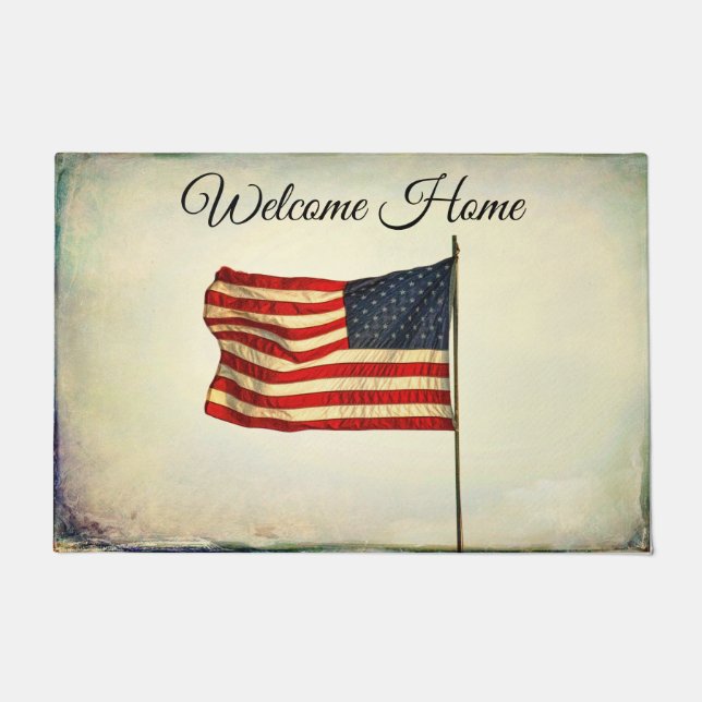 Felpudo Doormat "hogar agradable" con la bandera (Anverso)
