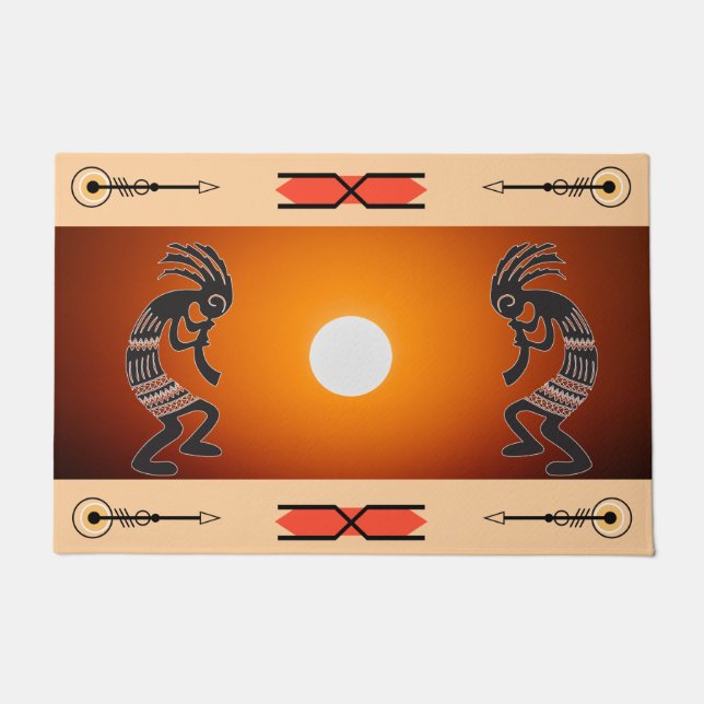 Felpudo Doormat Kokopelli del Sol Suroeste (Anverso)