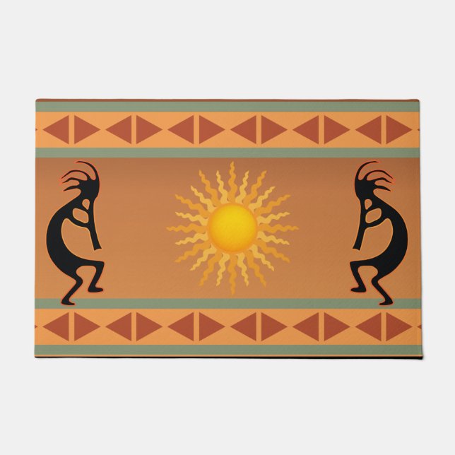 Felpudo Doormat Kokopelli del Sol Suroeste (Anverso)