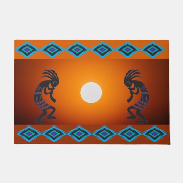 Felpudo Doormat Kokopelli del Sol Suroeste (Anverso)