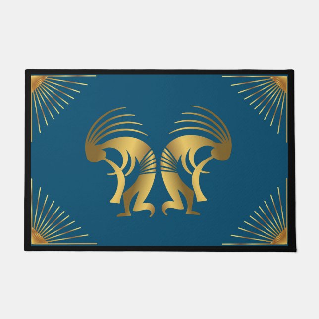 Felpudo Doormat Kokopelli del Sol Suroeste (Anverso)