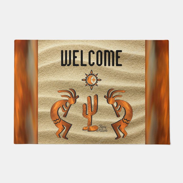 Felpudo Doormat Kokopelli del suroeste (Anverso)