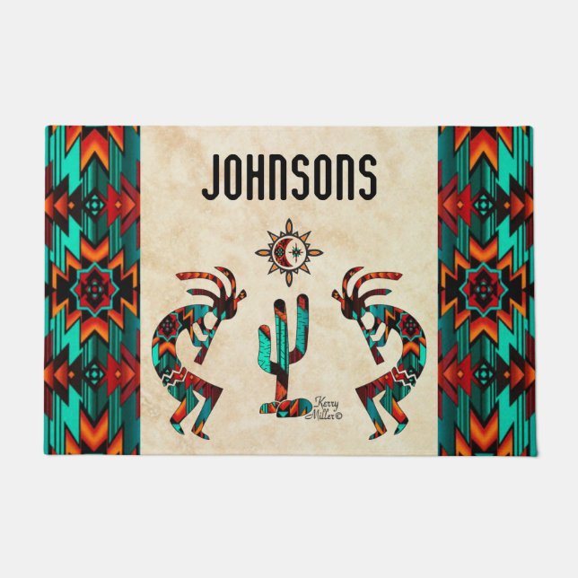 Felpudo Doormat Kokopelli del suroeste (Anverso)