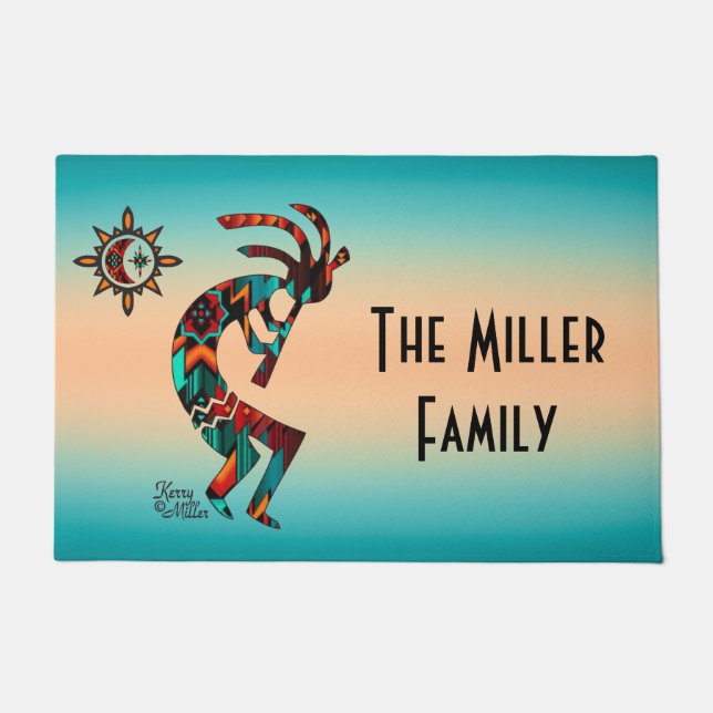 Felpudo Doormat Kokopelli del suroeste (Anverso)