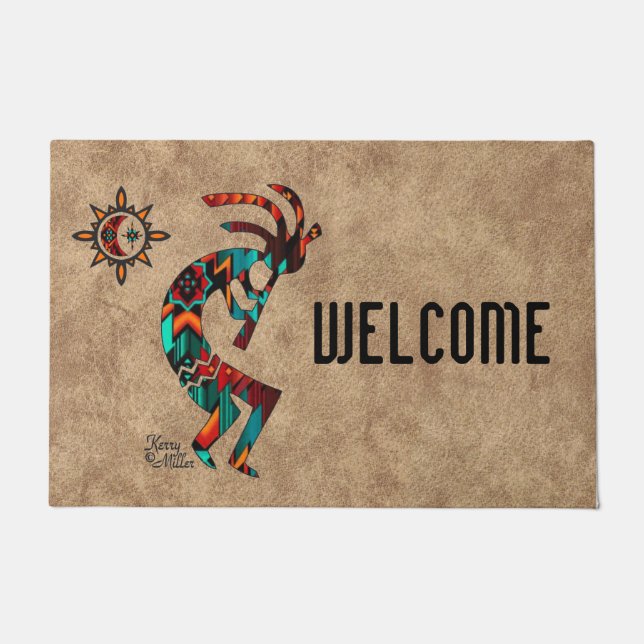 Felpudo Doormat Kokopelli del suroeste (Anverso)
