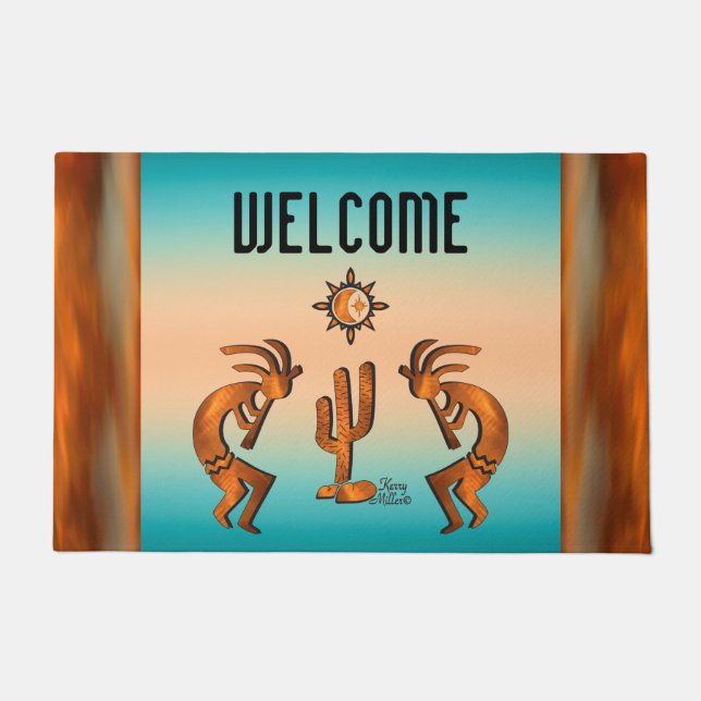 Felpudo Doormat Kokopelli del suroeste (Anverso)
